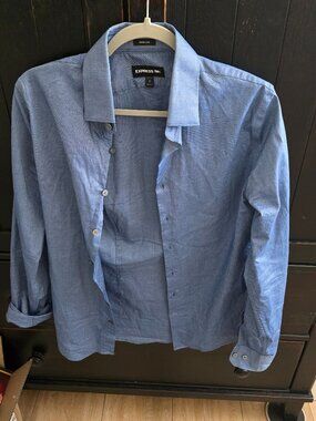 Men's Express Solid Extra Slim Everyday Performance 1MX Dress Shirt Small